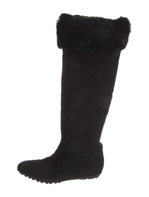 Oscar de la Renta Suede Fur Trim Boots