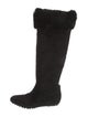 Oscar de la Renta Suede Fur Trim Boots