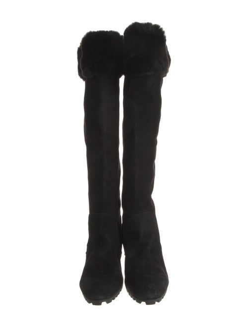 Oscar de la Renta Suede Fur Trim Boots