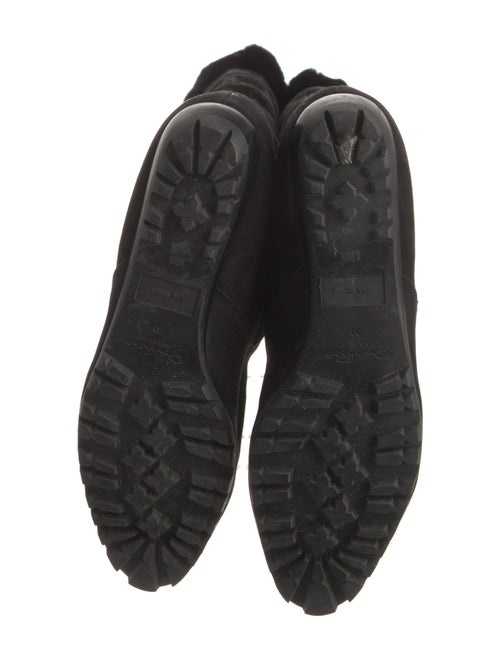 Oscar de la Renta Suede Fur Trim Boots