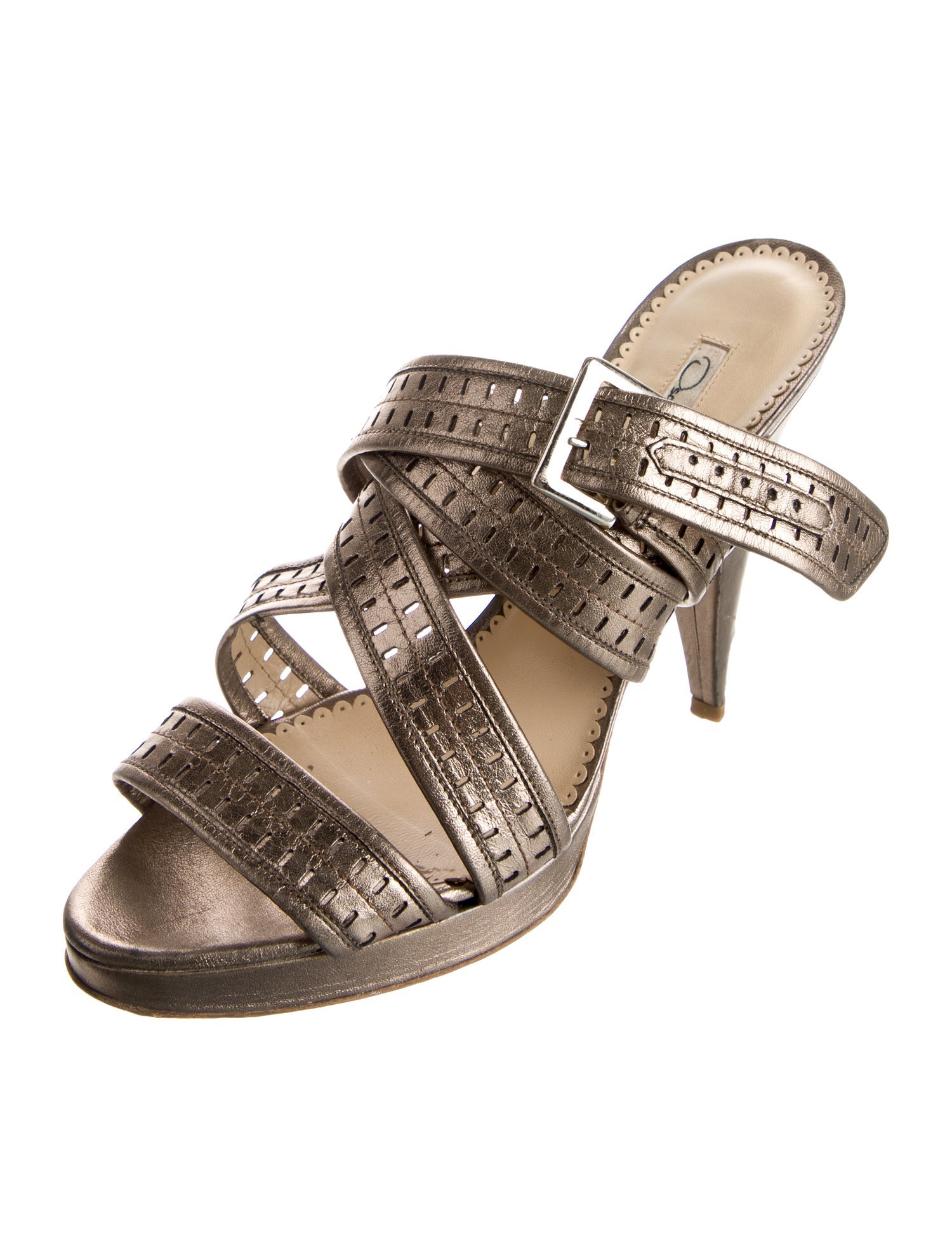 Oscar de la Renta Leather Slides