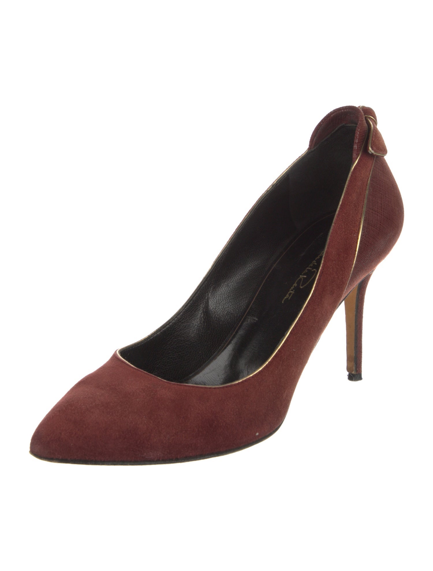 Oscar de la Renta Suede Bow Accents Pumps