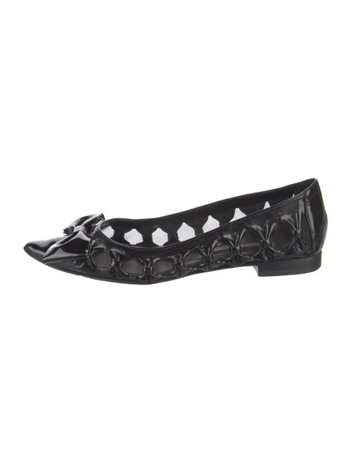 Oscar de la Renta Patent Leather Mesh Accents Ballet Flats