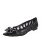 Oscar de la Renta Patent Leather Mesh Accents Ballet Flats