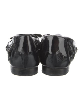 Oscar de la Renta Patent Leather Mesh Accents Ballet Flats