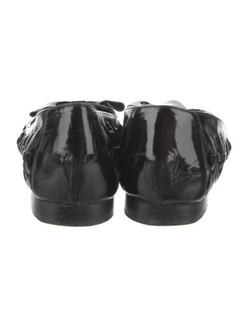 Oscar de la Renta Patent Leather Mesh Accents Ballet Flats