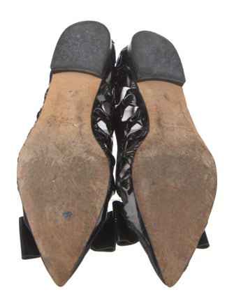 Oscar de la Renta Patent Leather Mesh Accents Ballet Flats