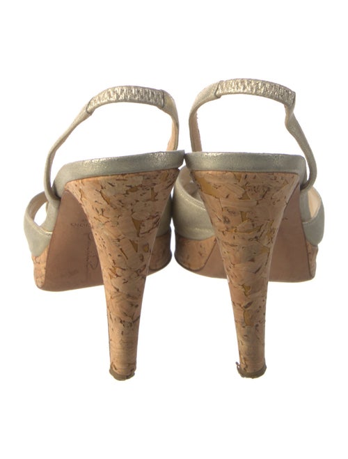 Oscar de la Renta Leather Bow Accents Slingback Pumps