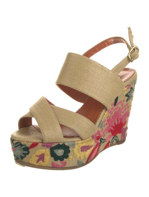 Oscar de la Renta Canvas Floral Print Slingback Sandals