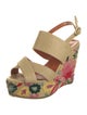 Oscar de la Renta Canvas Floral Print Slingback Sandals