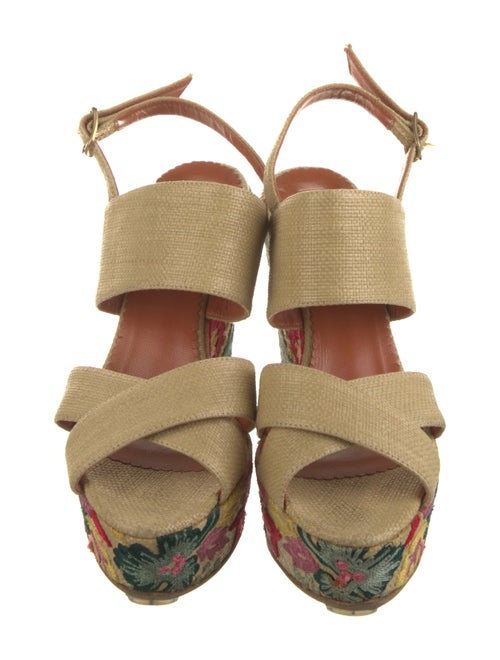 Oscar de la Renta Canvas Floral Print Slingback Sandals