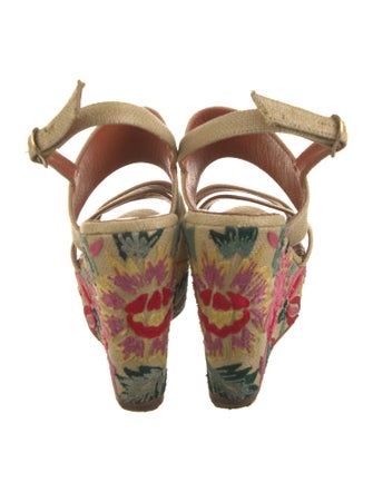 Oscar de la Renta Canvas Floral Print Slingback Sandals