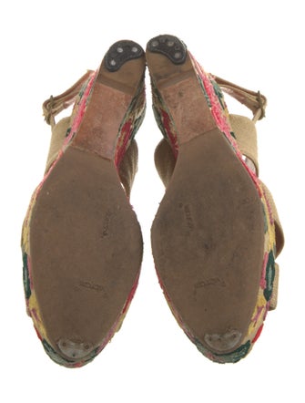 Oscar de la Renta Canvas Floral Print Slingback Sandals