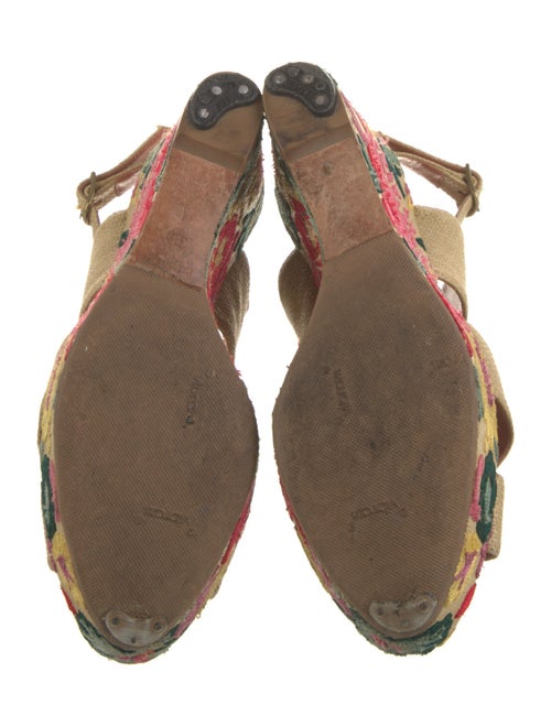 Oscar de la Renta Canvas Floral Print Slingback Sandals