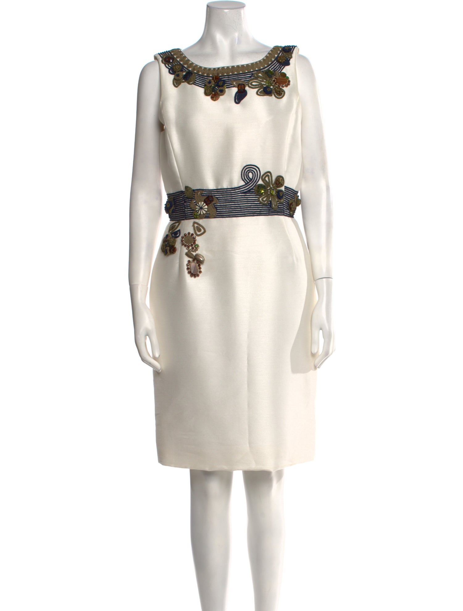 Oscar de la Renta Bateau Neckline Knee-Length Dress