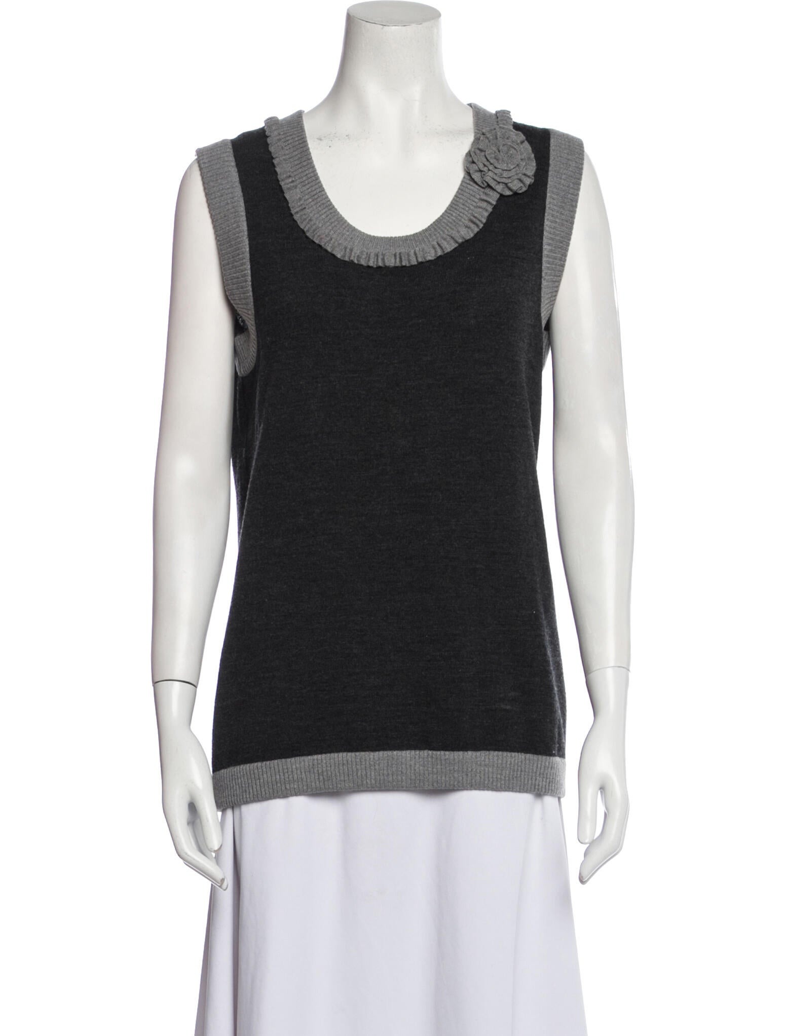 Oscar de la Renta Merino Wool Scoop Neck Sweater