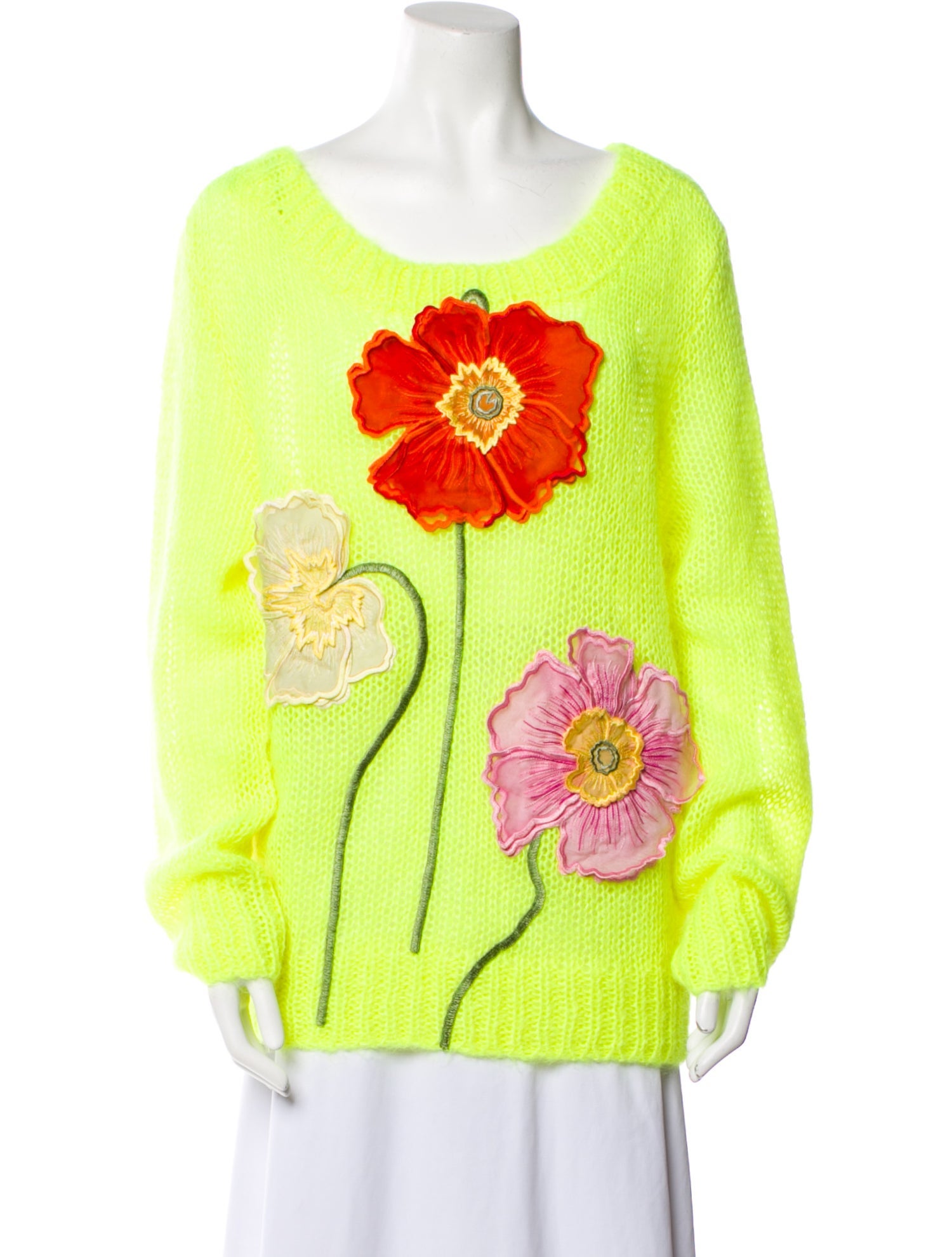 Oscar de la Renta Kid Mohair Printed Sweater