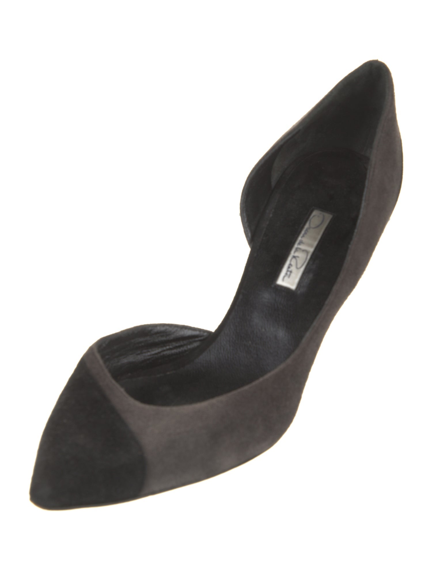 Oscar de la Renta Suede Glitter Accents D'Orsay Pumps