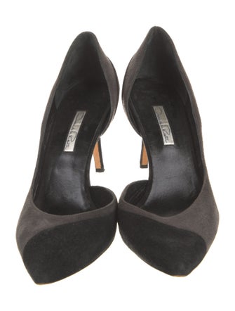 Oscar de la Renta Suede Glitter Accents D'Orsay Pumps
