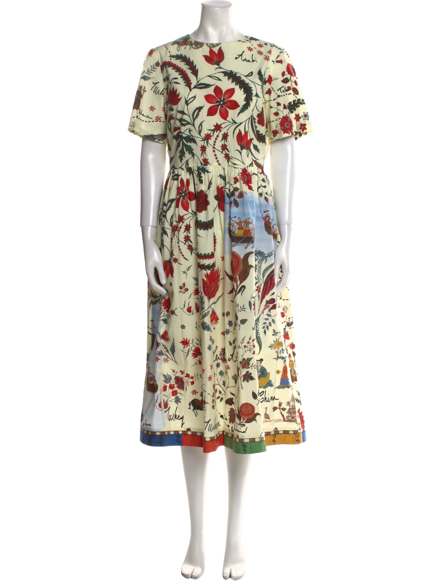 Oscar de la Renta Floral Print Knee-Length Dress