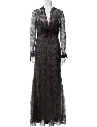Oscar de la Renta Lace Pattern Long Dress