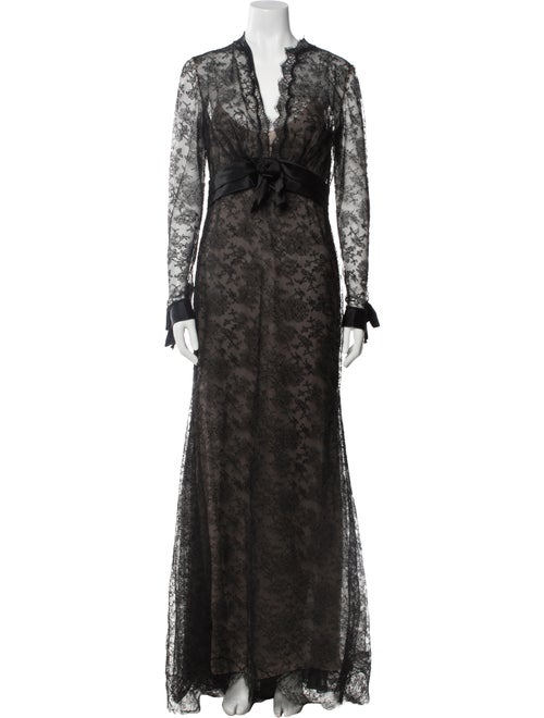 Oscar de la Renta Lace Pattern Long Dress