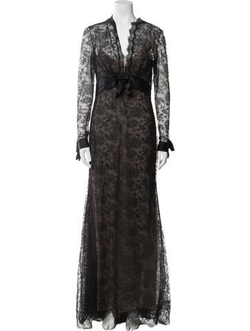 Oscar de la Renta Dresses Lace Pattern Long Dress US 8 | M