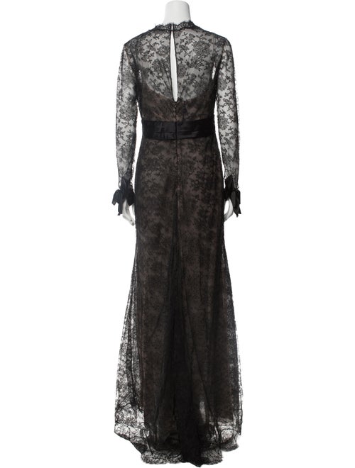 Oscar de la Renta Lace Pattern Long Dress
