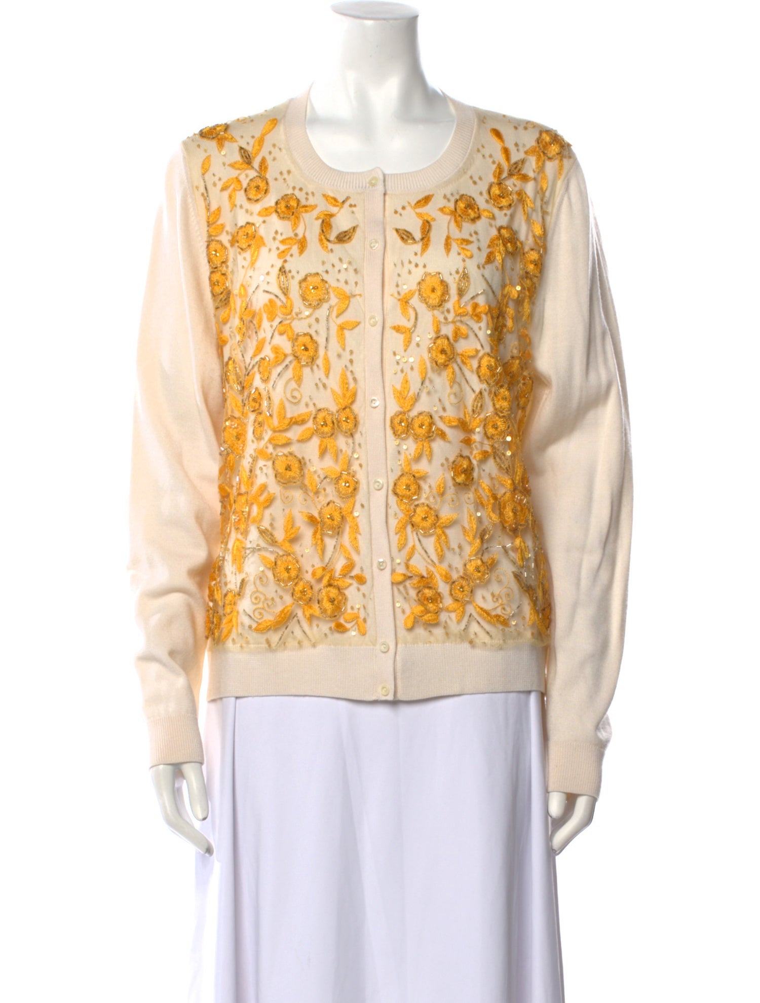 Oscar de la Renta Virgin Wool Printed Sweater