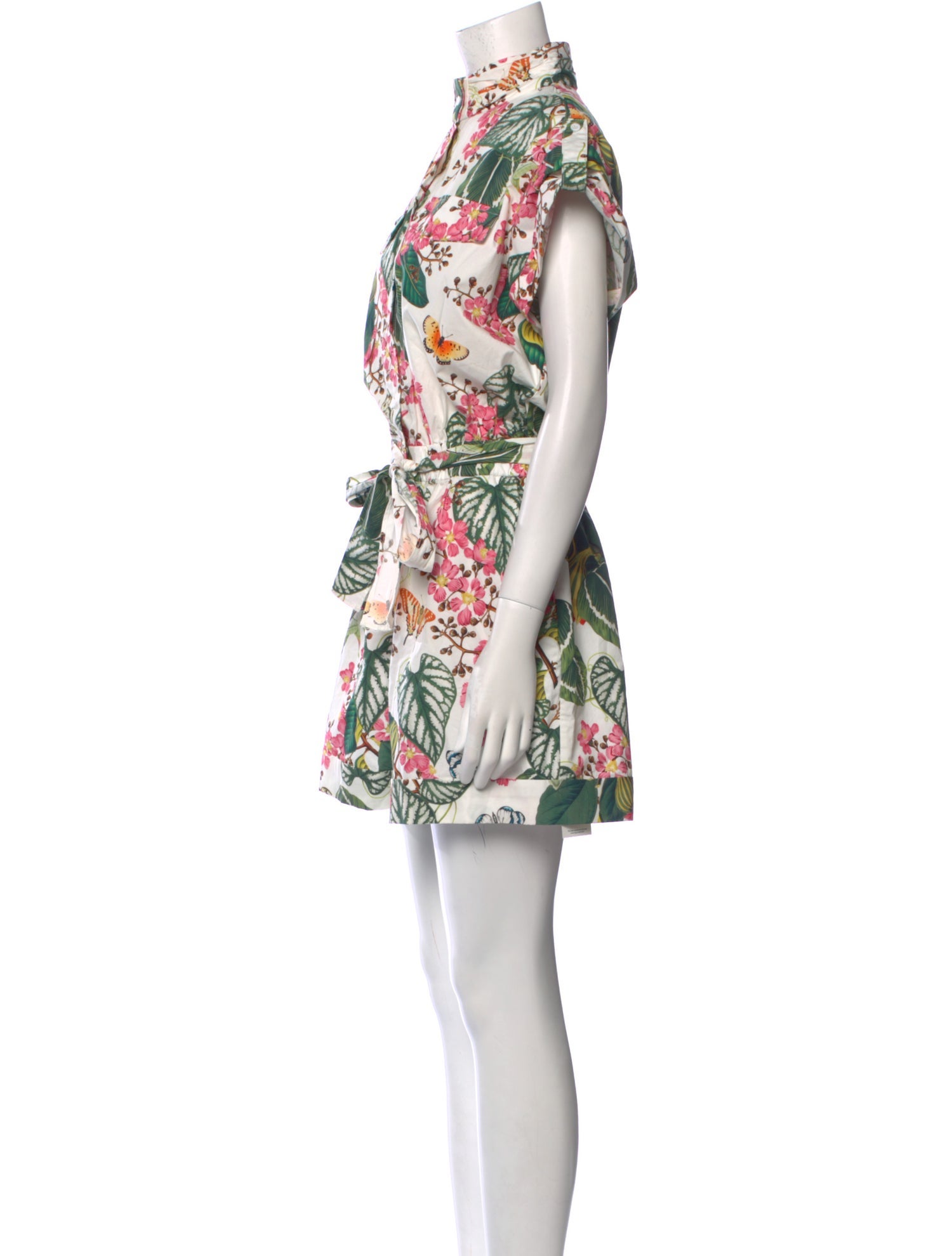 Oscar de la Renta Floral Print Mock Neck Romper