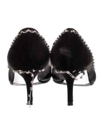 Oscar de la Renta Suede Crystal Embellishments Pumps