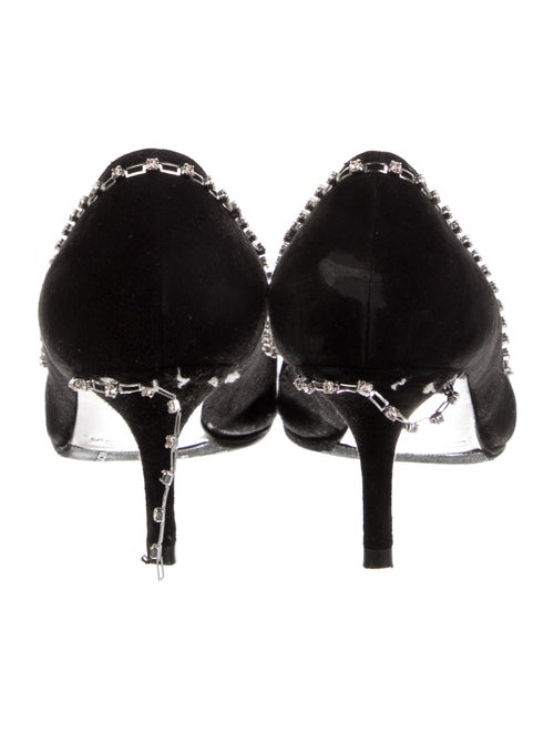 Oscar de la Renta Suede Crystal Embellishments Pumps