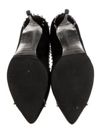 Oscar de la Renta Suede Crystal Embellishments Pumps