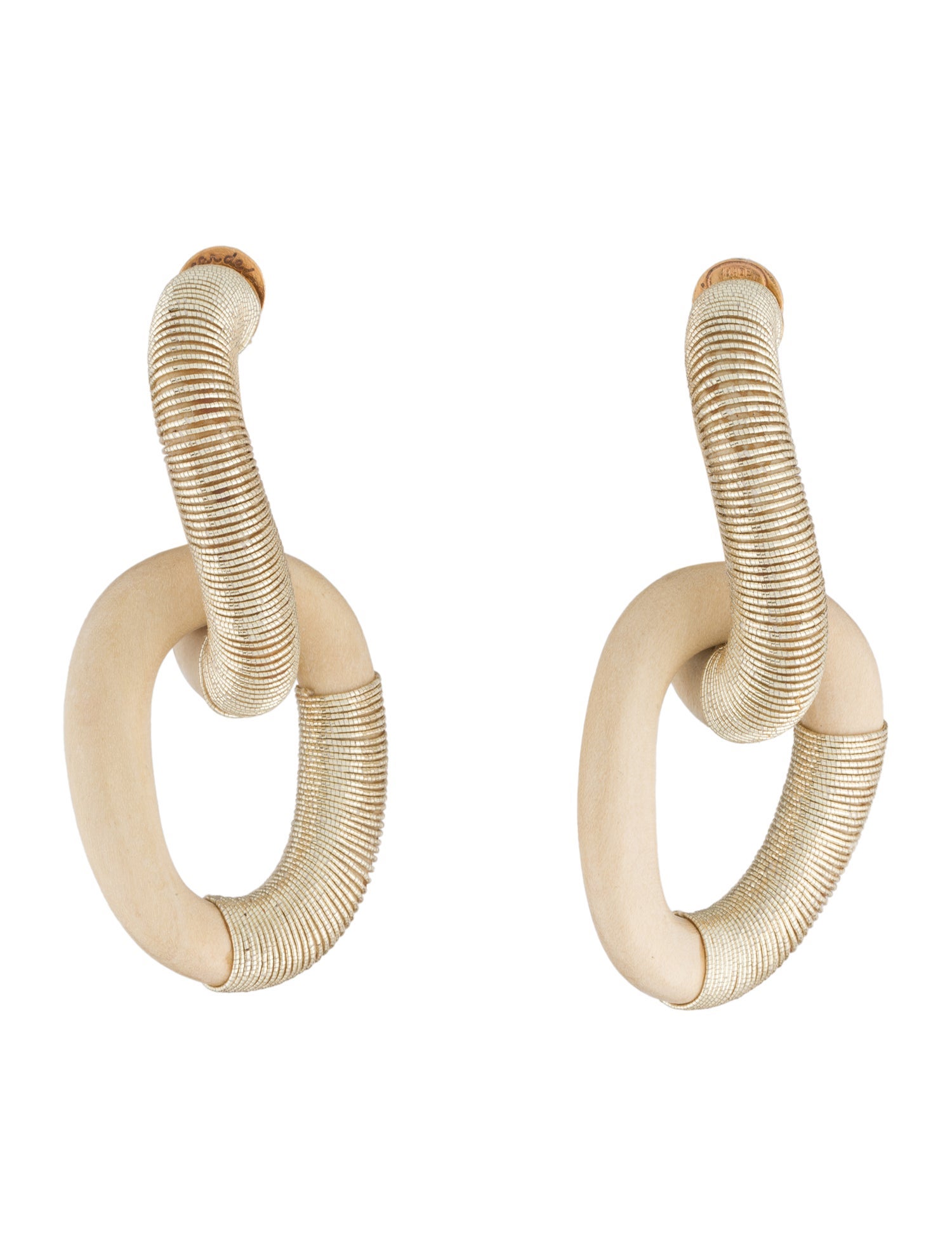 Oscar de la Renta Wood & Cord Drop Earrings