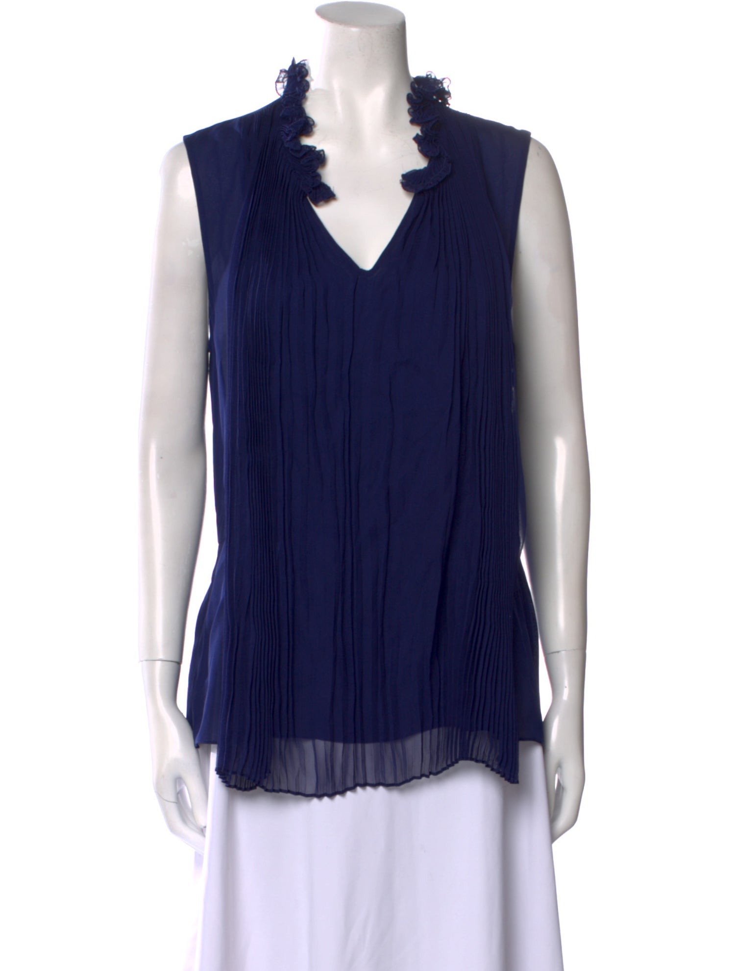 Oscar de la Renta Silk V-Neck Blouse