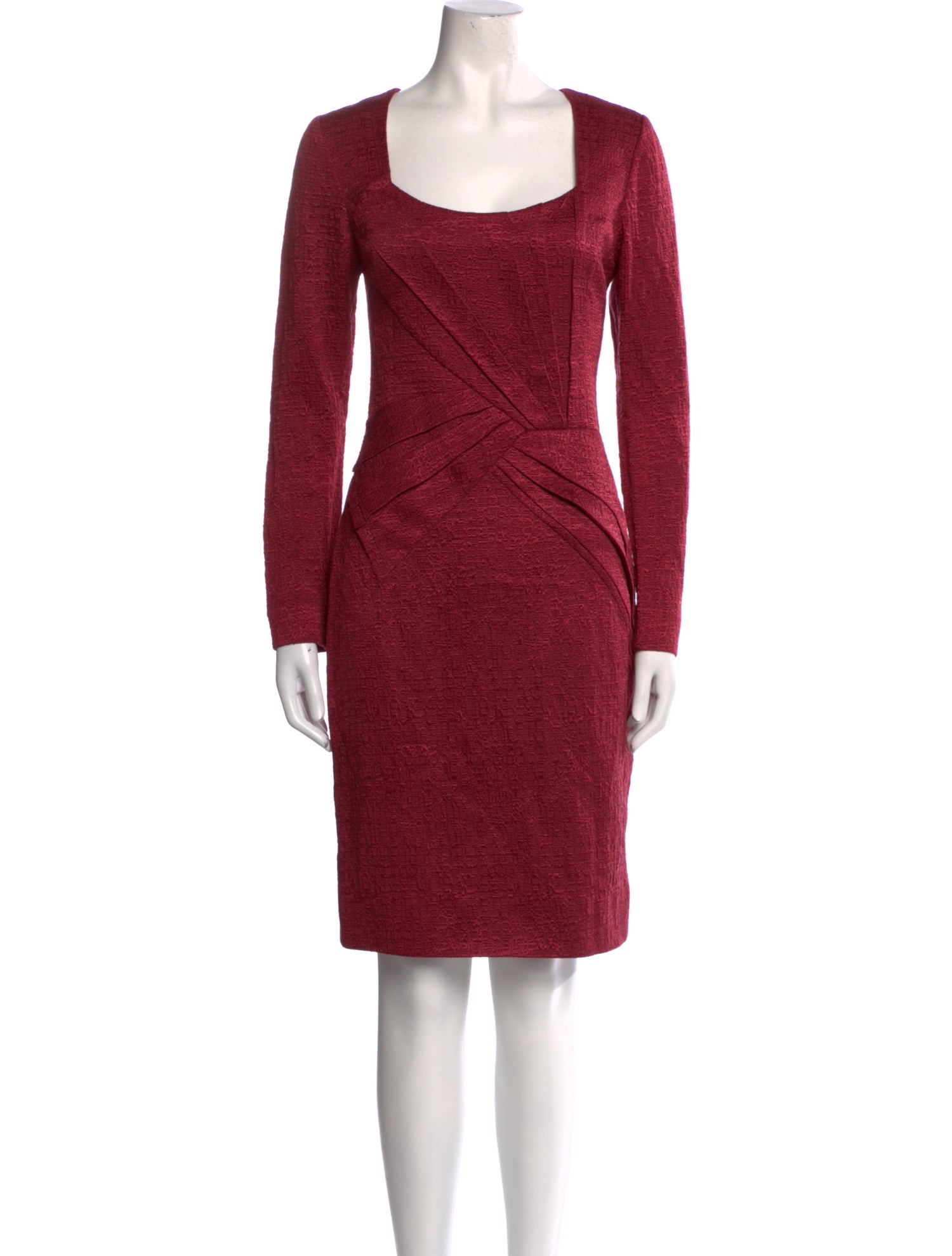 Oscar de la Renta Square Neckline Knee-Length Dress