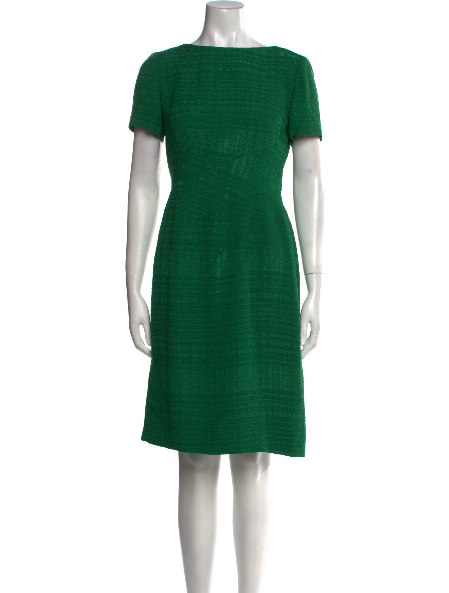 Oscar de la Renta Bateau Neckline Knee-Length Dress
