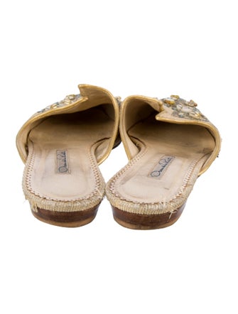 Oscar de la Renta Faux Pearl Accents Printed Mules