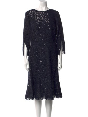 Oscar de la Renta Virgin Wool Midi Length Dress