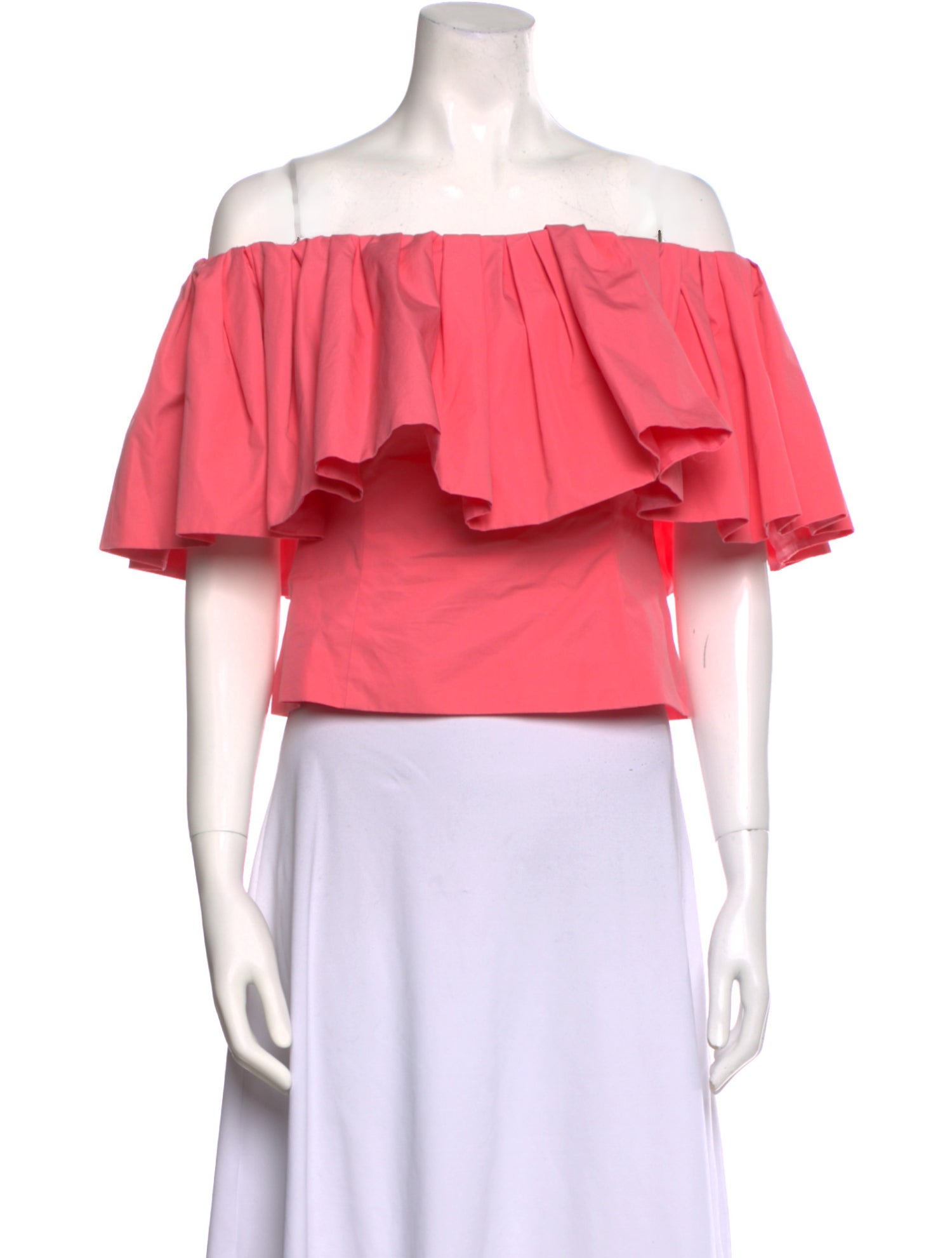 Oscar de la Renta Off-The-Shoulder Short Sleeve Crop Top