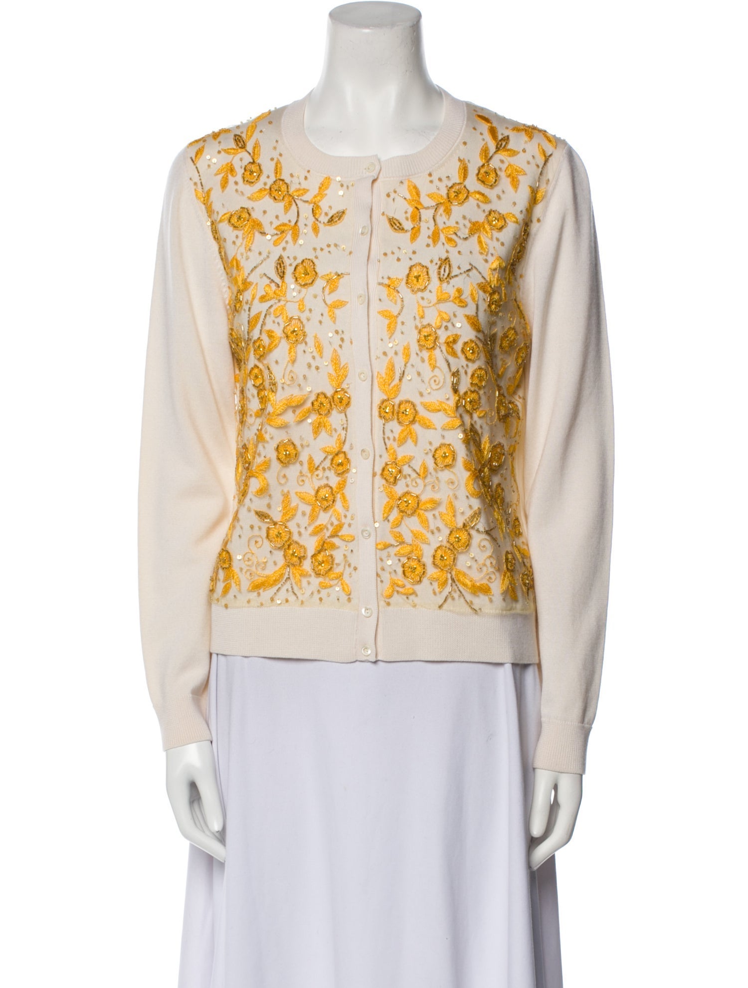 Oscar de la Renta Virgin Wool Printed Sweater