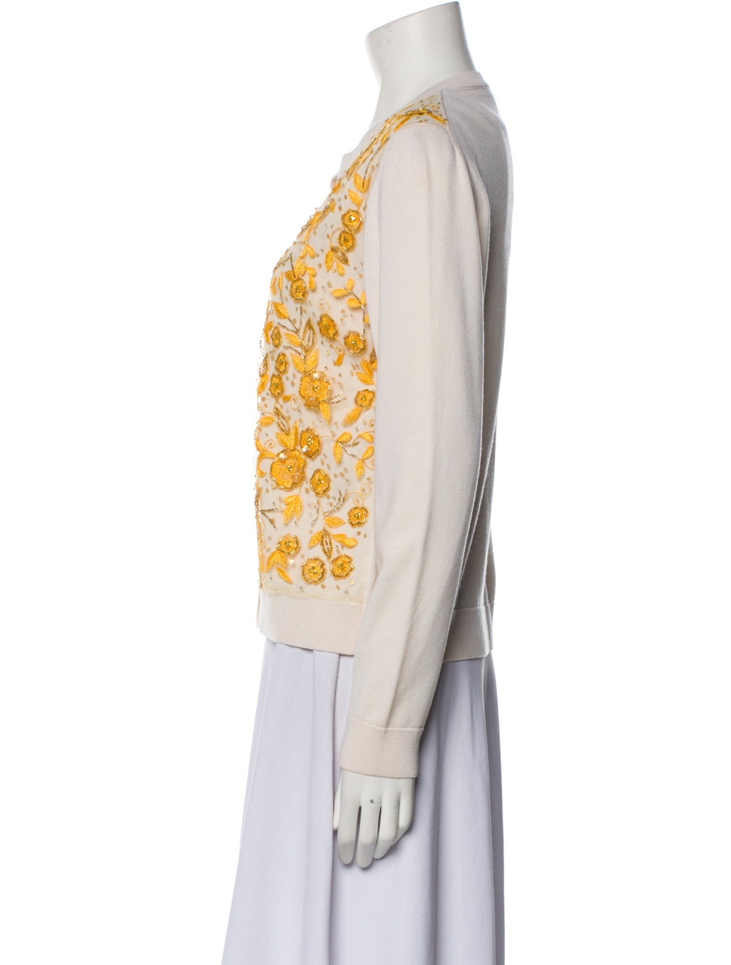 Oscar de la Renta Virgin Wool Printed Sweater