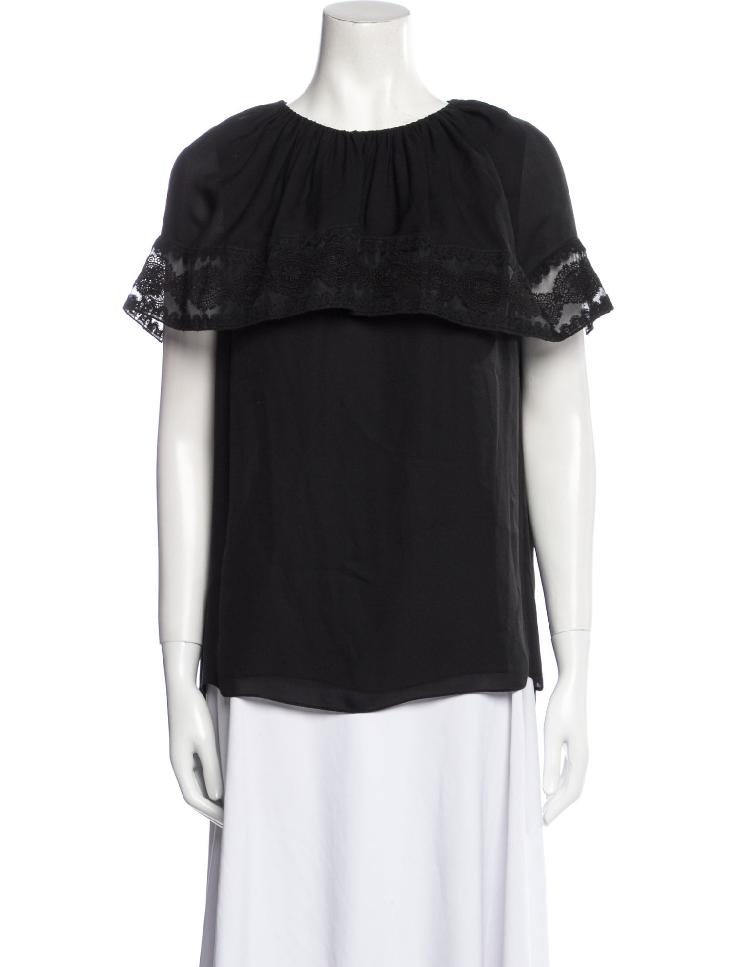 Oscar de la Renta Silk Bateau Neckline Blouse