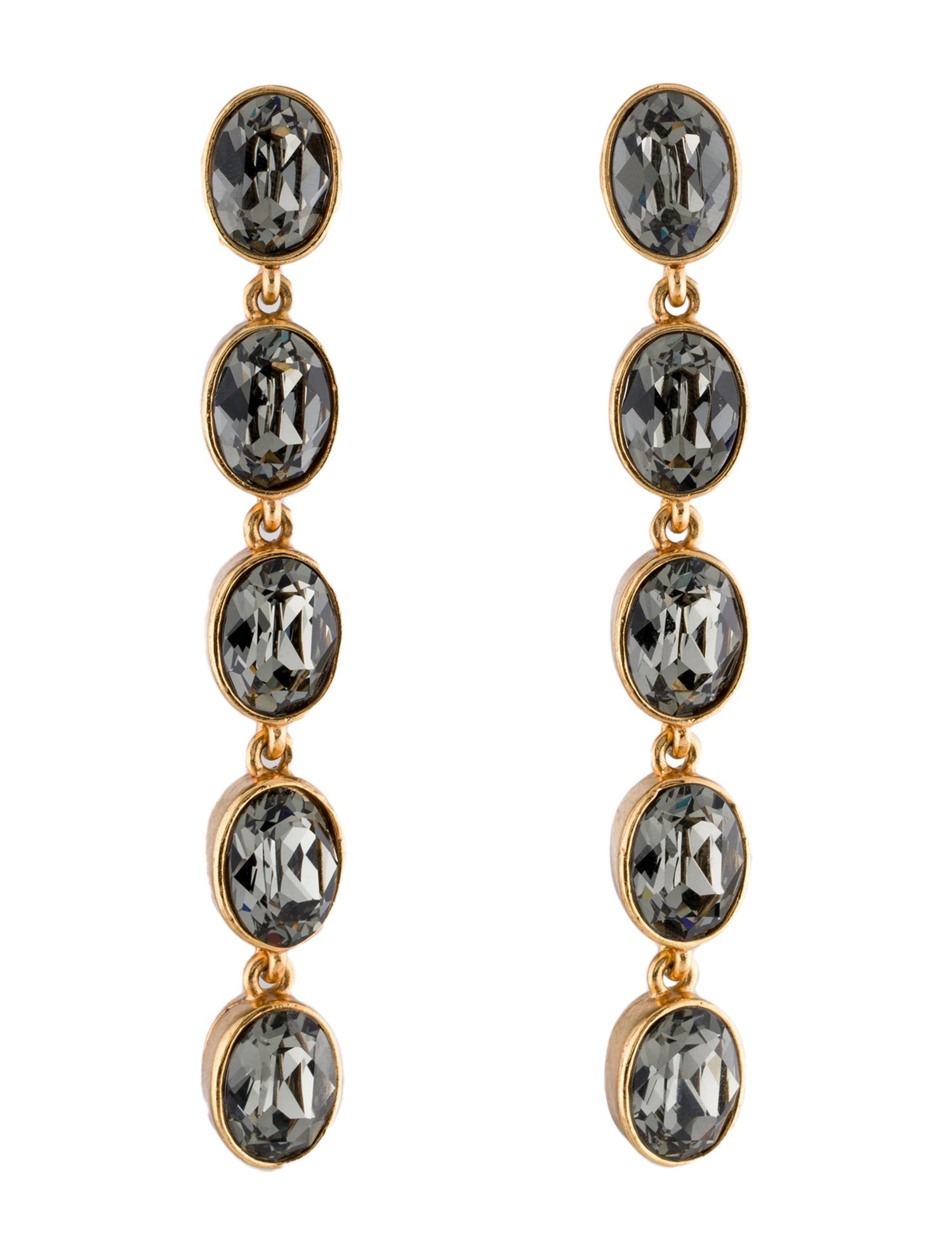 Oscar de la Renta Crystal Drop Clip-On Earrings