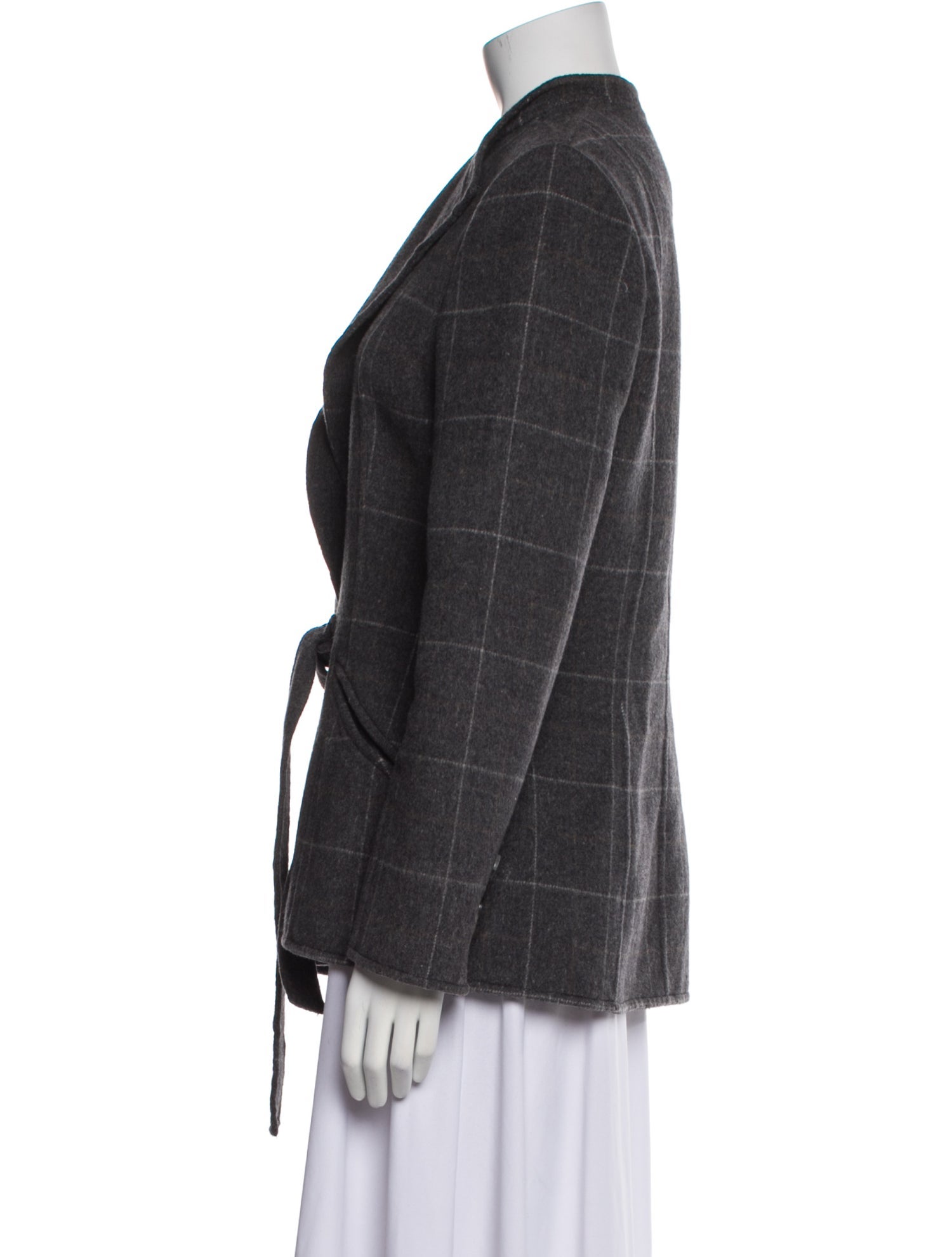 Oscar de la Renta Wool Plaid Print Blazer