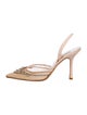Oscar de la Renta Mesh Crystal Embellishments Slingback Pumps