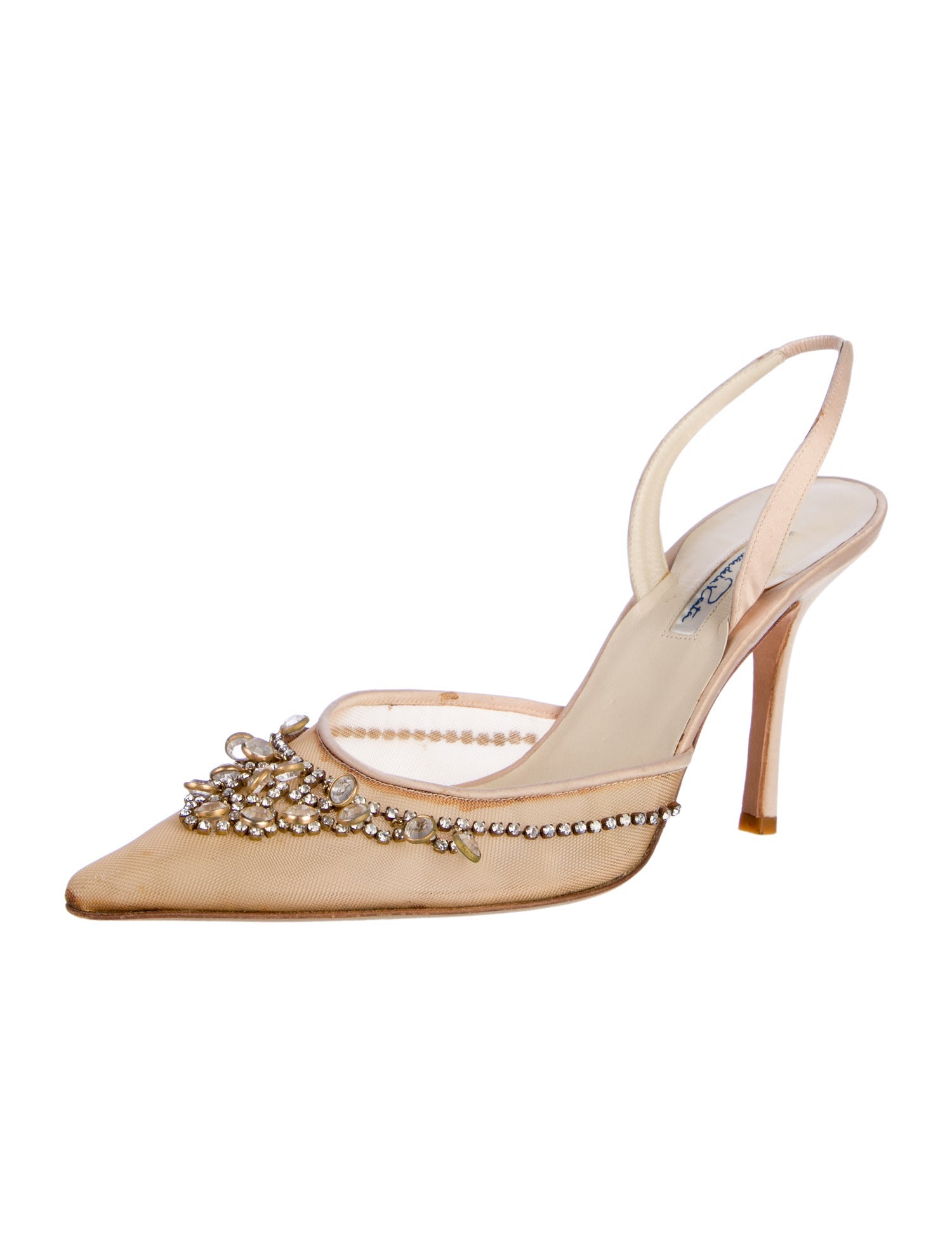 Oscar de la Renta Mesh Crystal Embellishments Slingback Pumps