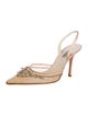 Oscar de la Renta Mesh Crystal Embellishments Slingback Pumps