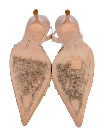 Oscar de la Renta Mesh Crystal Embellishments Slingback Pumps