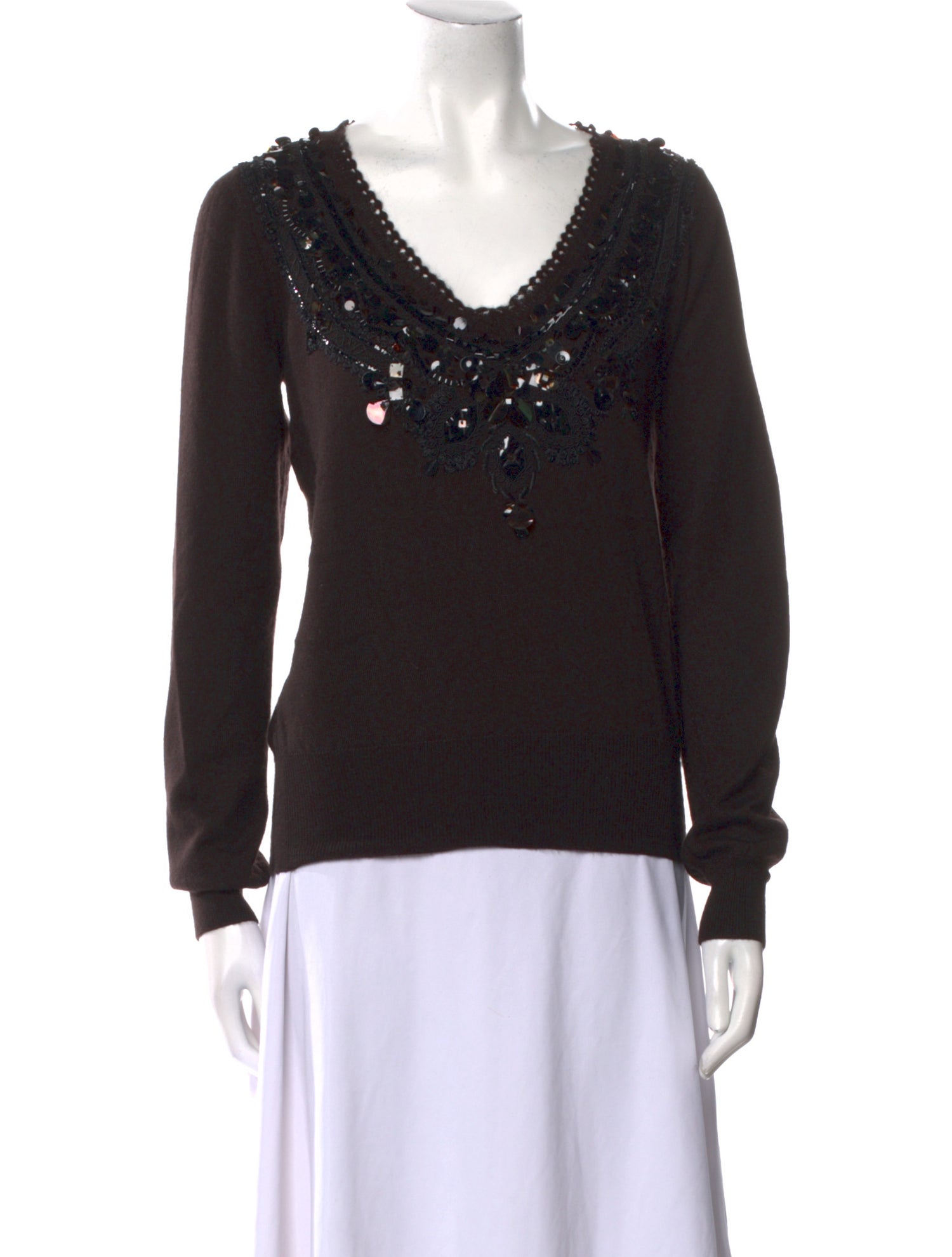 Oscar de la Renta Cashmere Scoop Neck Sweater